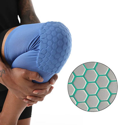 Genouillère de basket bleue en flexion