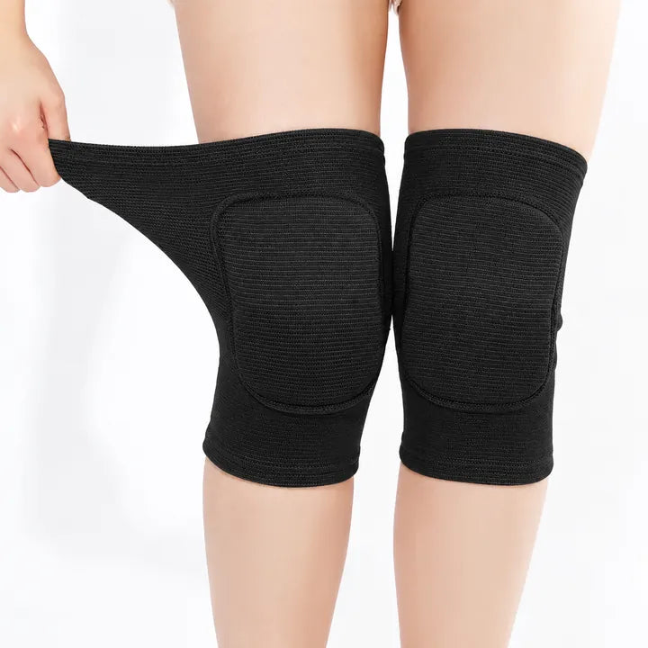 Tissu extensible des genouillères de danse noires